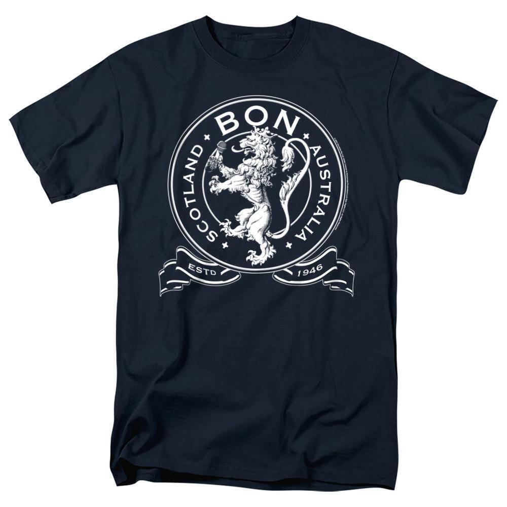 Bon Scott Acdc Bon Crest 1946 Adult 181 T Shirt Navy